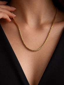 18K Gold Plated Box Chain Necklace – Anti Tarnish Stainless Steel