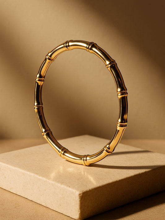 Bamboo Full Cuff Bracelet in 18K Gold | Anti-Tarnish, Everyday Jewelry