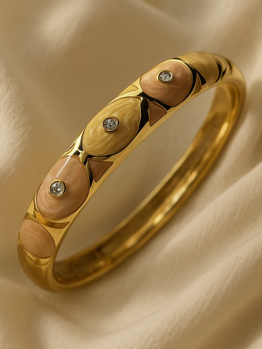 Pink & Yellow Enamel Studded Gold Bracelet | Anti-Tarnish Jewelry