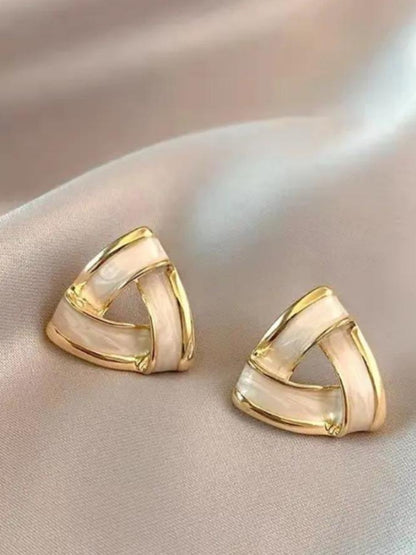 Gold Triangle Enamel Stud Earrings | Fashion Jewelry for Women