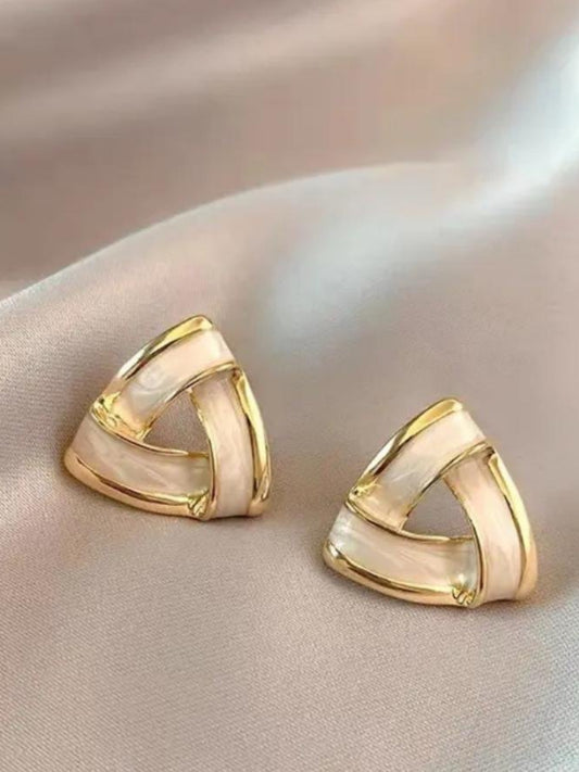 Gold Triangle Enamel Stud Earrings | Fashion Jewelry for Women