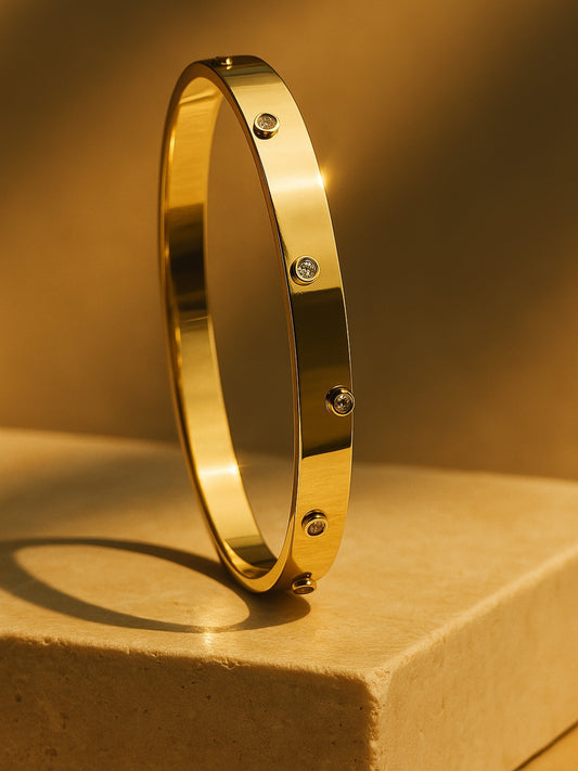 18k Gold Plated Small Stone Cuff Bracelet – Anti Tarnish & Waterproof