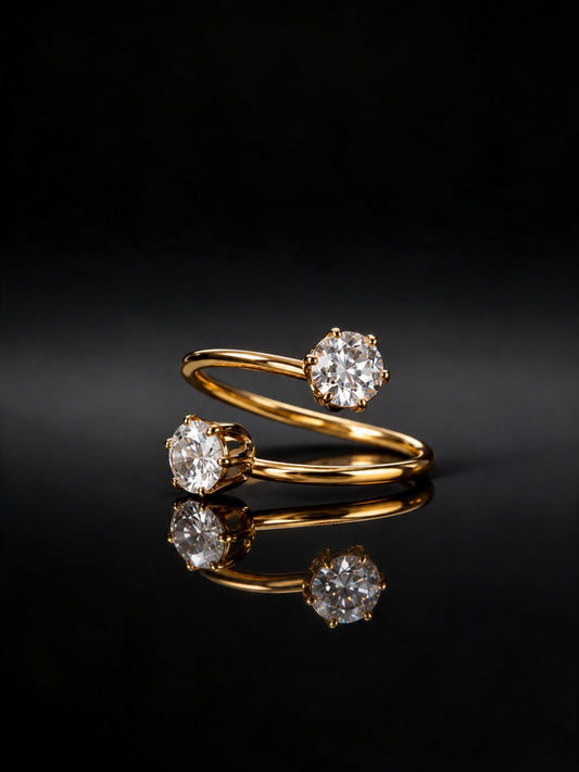 Double Solitaire Ring - 18kt Gold Plating