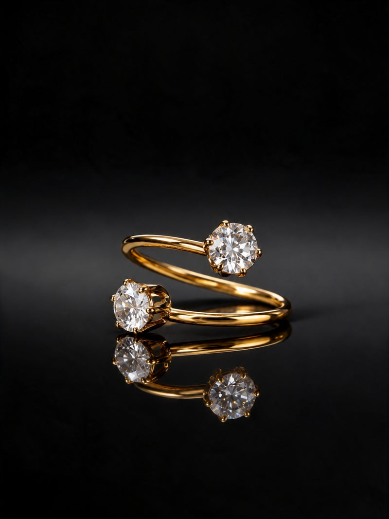 Double Solitaire Ring - 18kt Gold Plating