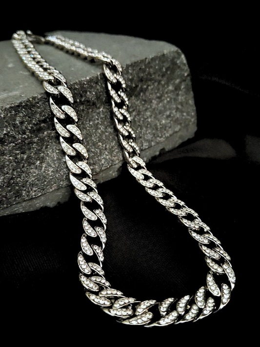 Iced Out Single-line Studded Cuban Chain