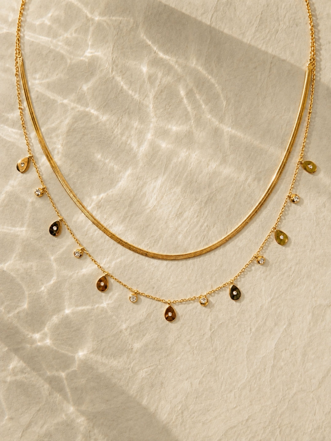 Multicolor Drop Layered Necklace Set – Combo of 2