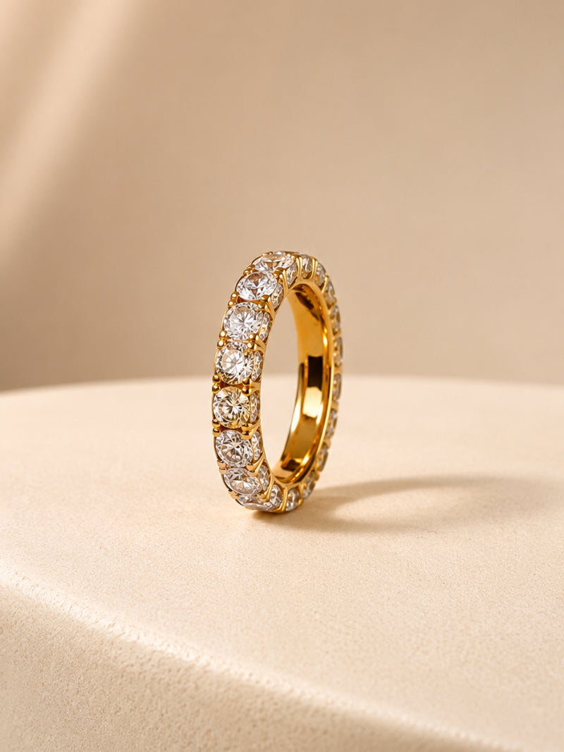 18K Gold Plated Eternity CZ Band Ring | Waterproof Stack Ring
