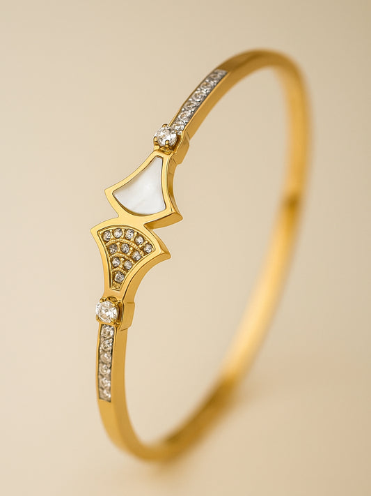 Skin-Friendly 18K Gold Bracelet | MOP & CZ | Ideal for Small Wrists
