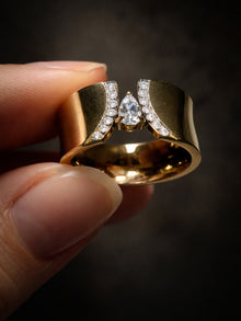 Broad Marquise CZ Gold Ring – Anti Tarnish Waterproof Statement Ring