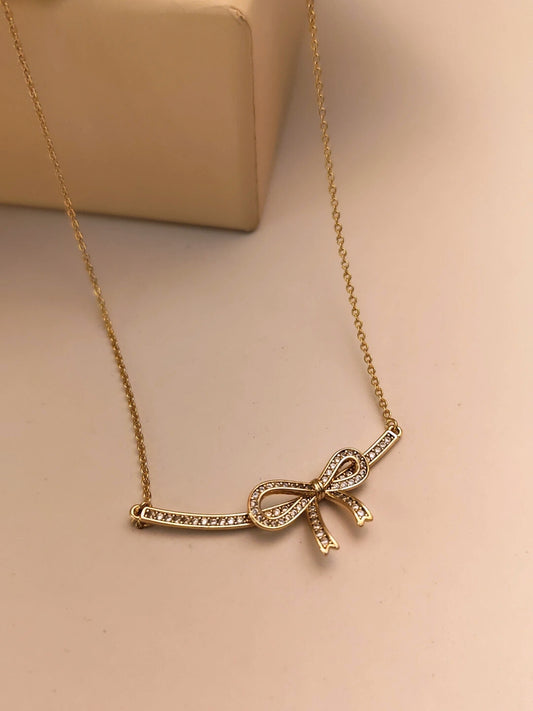 Rosé Bow Pendant Necklace | Everyday Luxe Charm