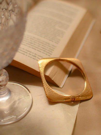 Artisanal Square Cuff – 18K Matte Gold Plated Bracelet