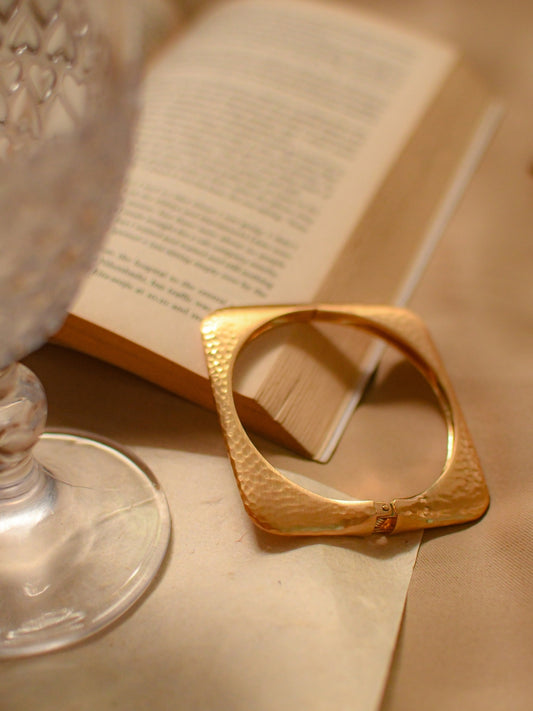 Artisanal Square Cuff – 18K Matte Gold Plated Bracelet