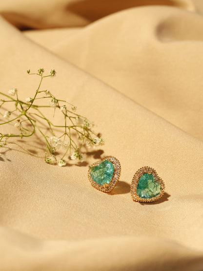 Emerald Doublet stone Heart Studs