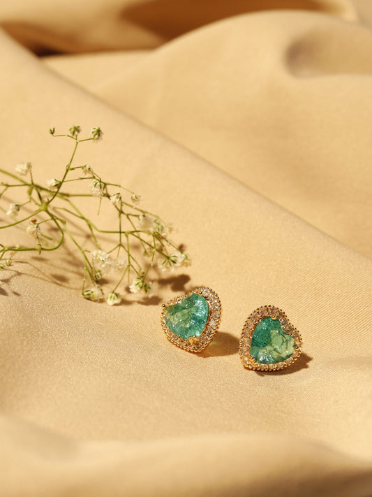 Emerald Doublet stone Heart Studs