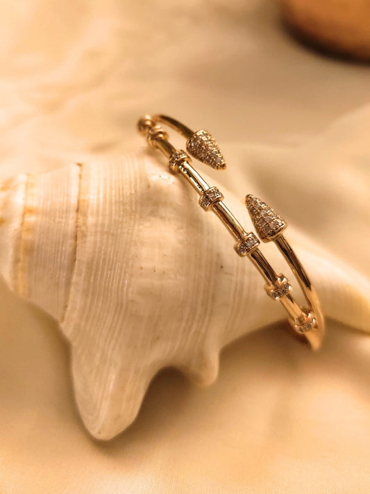 Arrow Head Studded Cuff – RoseGold Plated, 316L Stainless Steel, AD Stones, For Wrist Size 2'4 & Above