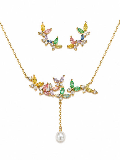 Butterfly Multicolor Necklace & Earring Set