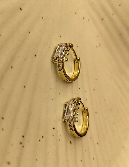 Single Stone Gold Hoops