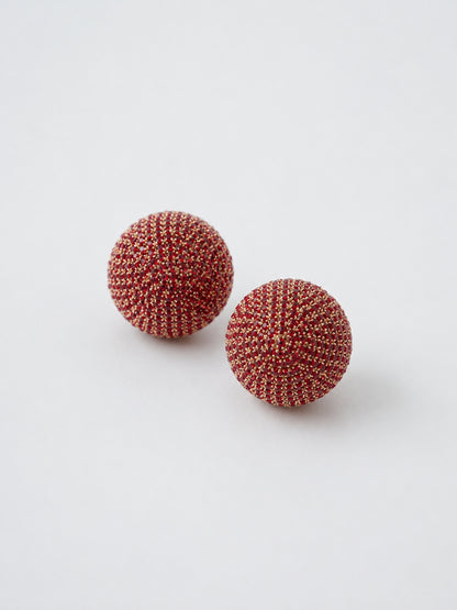 Red CZ Dome Stud Earrings – Gold Plated Statement Party Wear