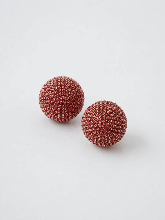 Red CZ Dome Stud Earrings – Gold Plated Statement Party Wear