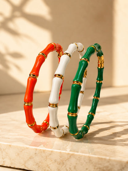 Tiranga Bamboo Bracelet Stack – Set of 3