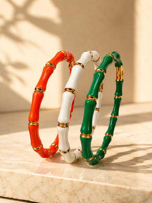 Tiranga Bamboo Bracelet Stack – Set of 3