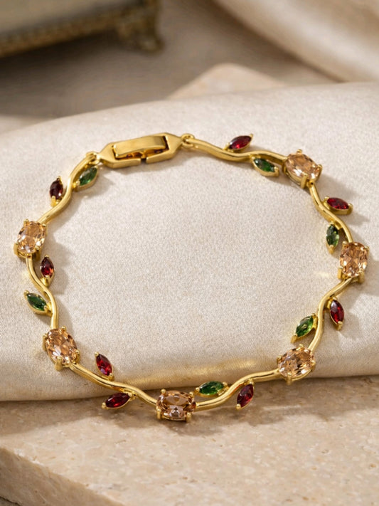 Peach Viral Tulip CZ Gold Bracelet – Anti Tarnish Stainless Steel