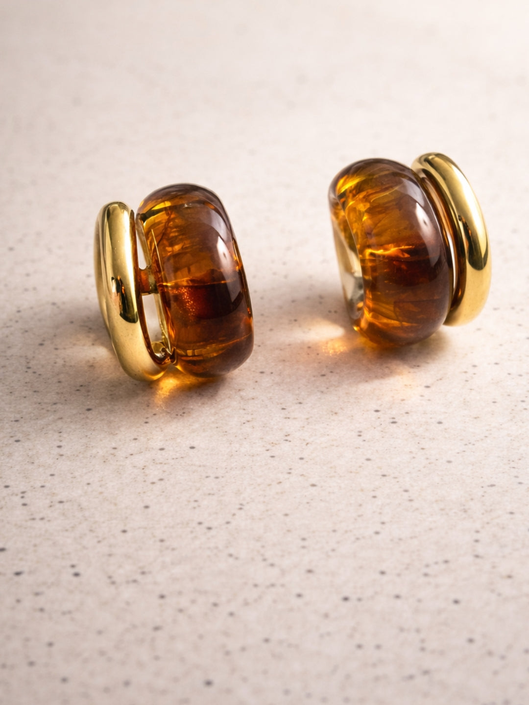 Brown Resin Gold Stud Earrings | Anti-Tarnish Everyday Studs