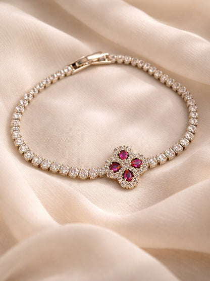 Rani Pink & Silver Studded Bracelet | Anti-Tarnish CZ Bracelet