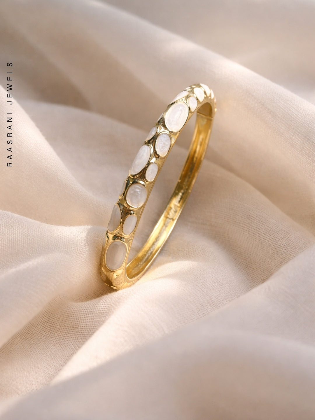 White Bubble Enamel Gold Bracelet | Anti-Tarnish Everyday Bangle