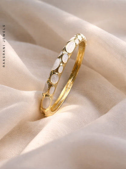 White Bubble Enamel Gold Bracelet | Anti-Tarnish Everyday Bangle
