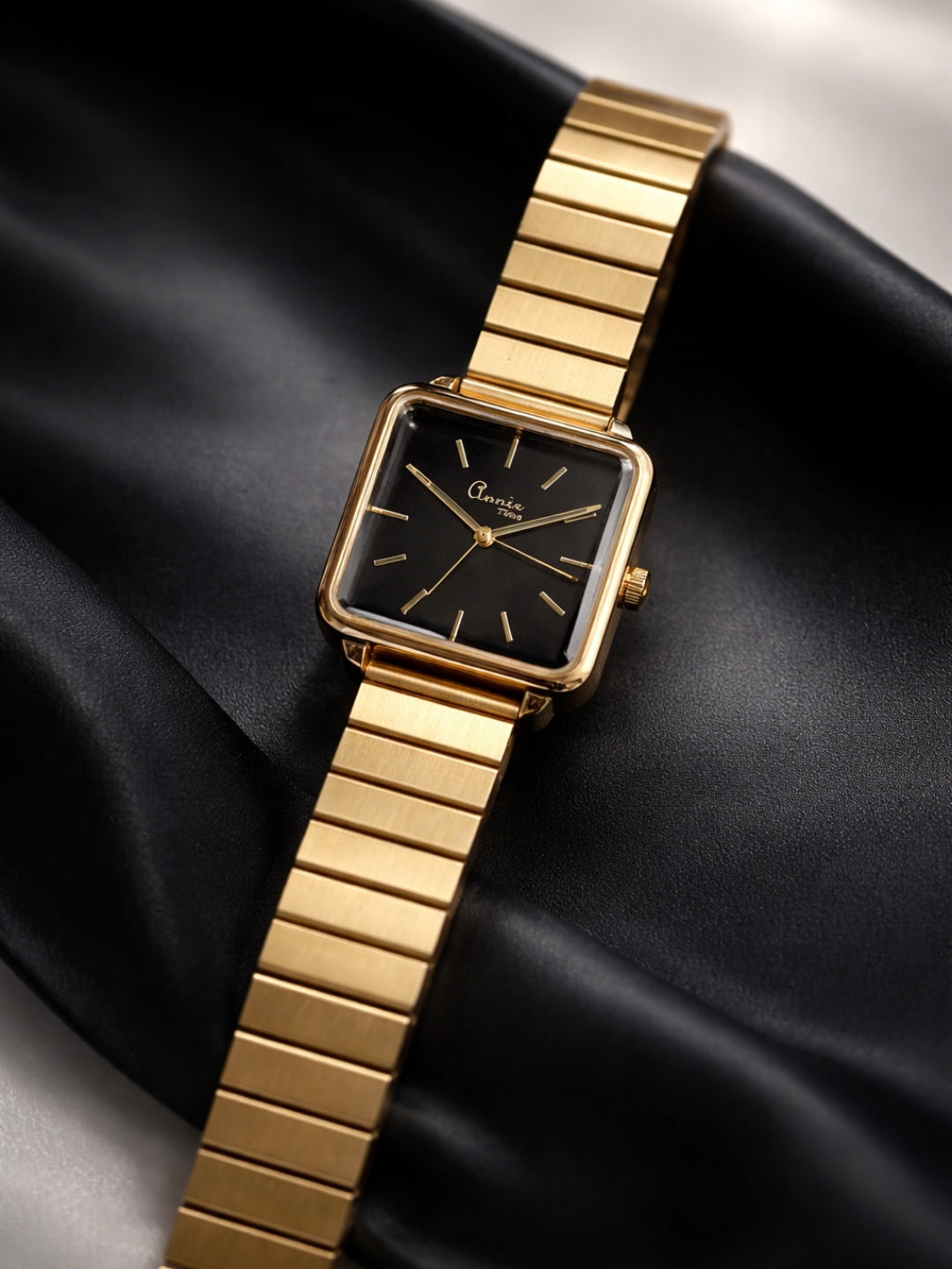 Gold Black Dial Vintage Watch | 18K Gold Plated Stainless Steel