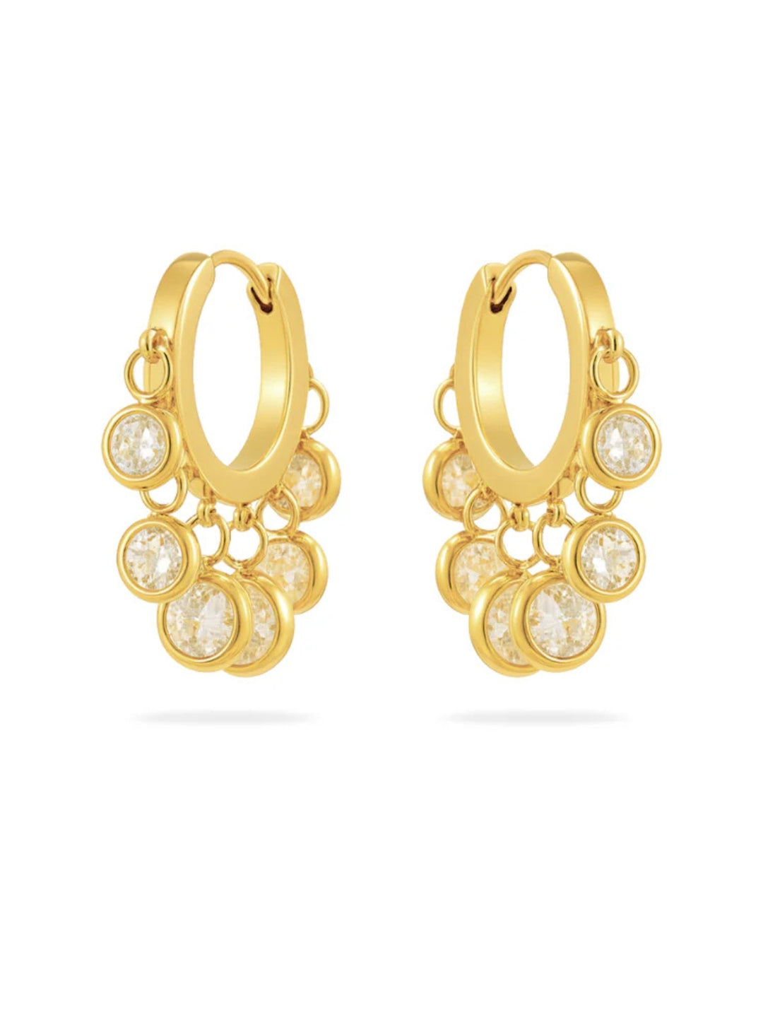 White CZ Charm Hoop Earrings – 18K Gold Plated Everyday Hoops