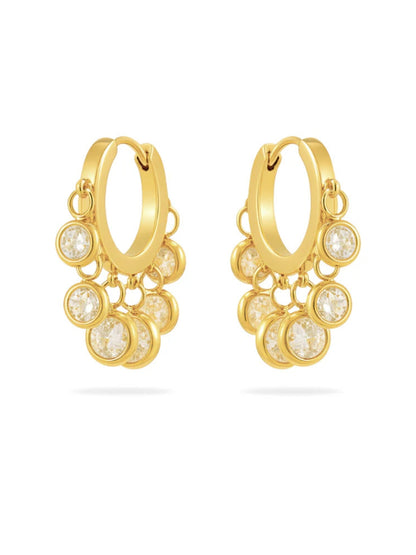 White CZ Charm Hoop Earrings – 18K Gold Plated Everyday Hoops
