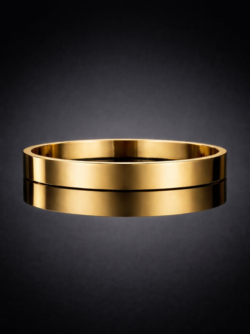 18K Gold Plated Plain Kada for Men | Stainless Steel Bracelet