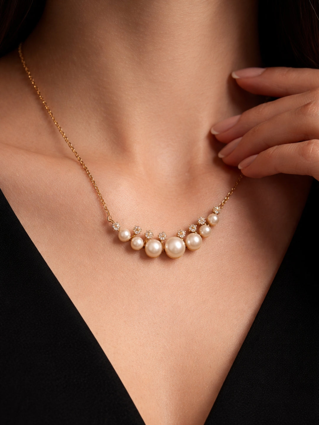 Pearl & CZ Gold Chain Necklace | Anti-Tarnish Everyday Neckpiece