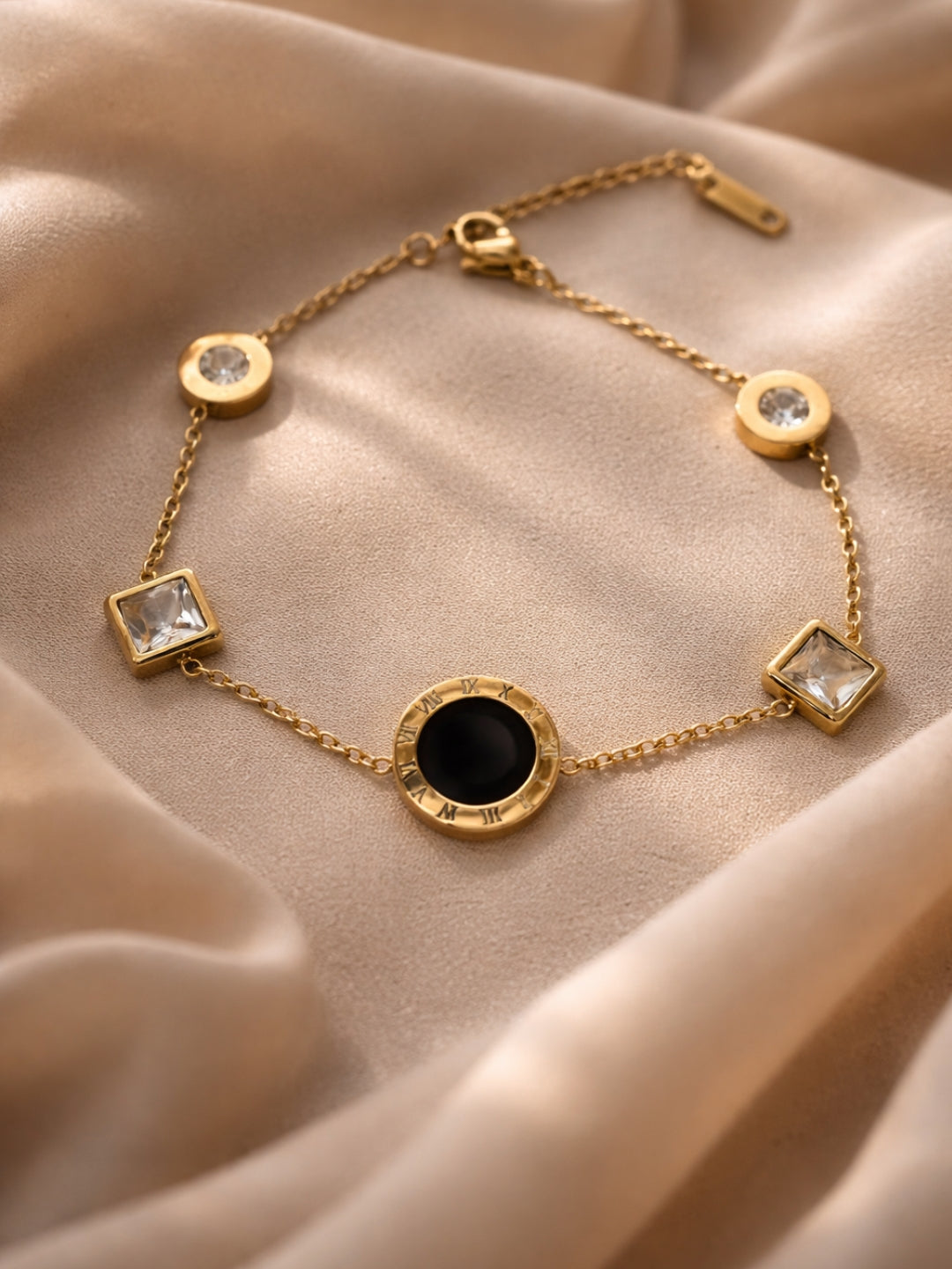 Black Roman Multi-Shape Gold Bracelet | Anti-Tarnish CZ Jewelry