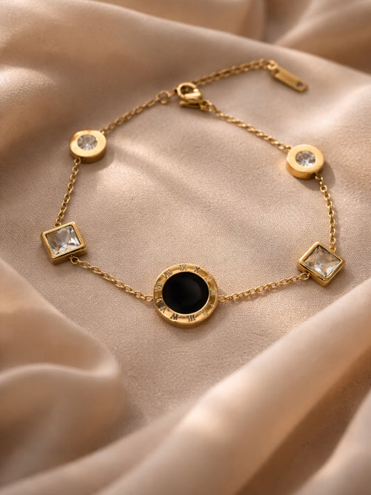 Black Roman Multi-Shape Gold Bracelet | Anti-Tarnish CZ Jewelry