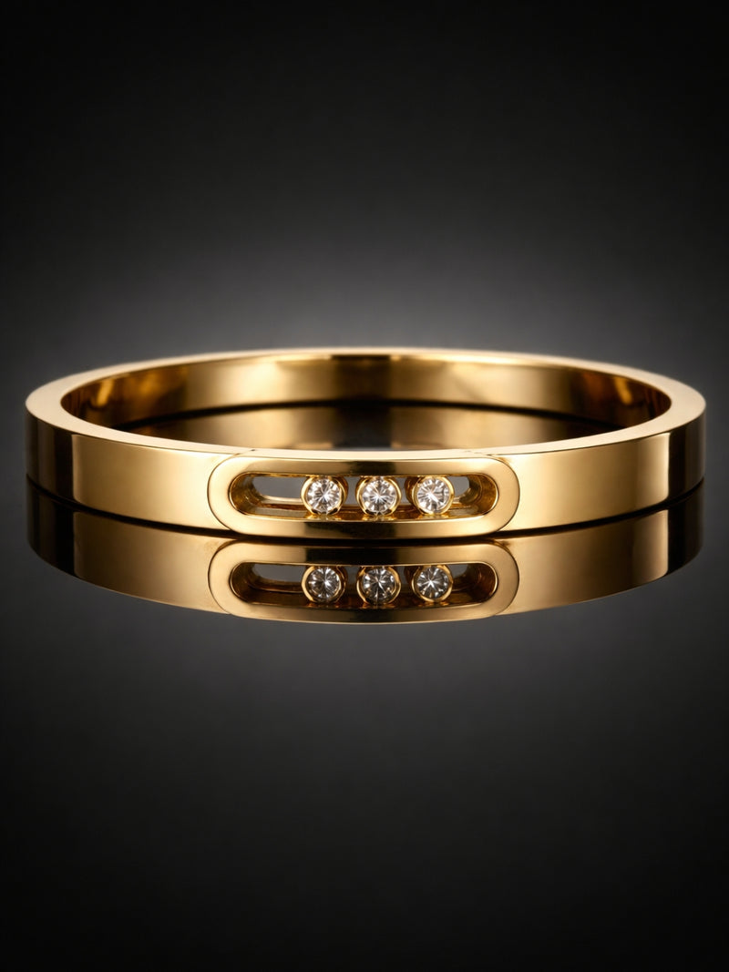 18K Gold Moving Stone Bracelet | Anti Tarnish CZ Cuff