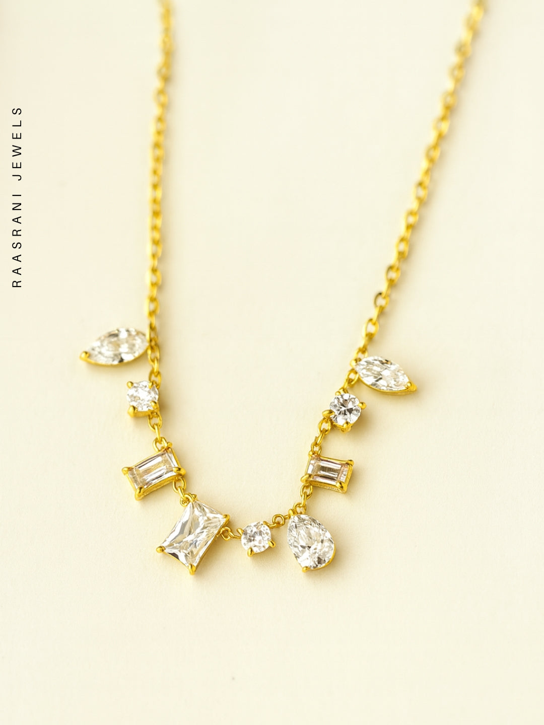 Brand Inspired Multi-Shaped AD Stone Neckpiece | 18k Gold Plated
