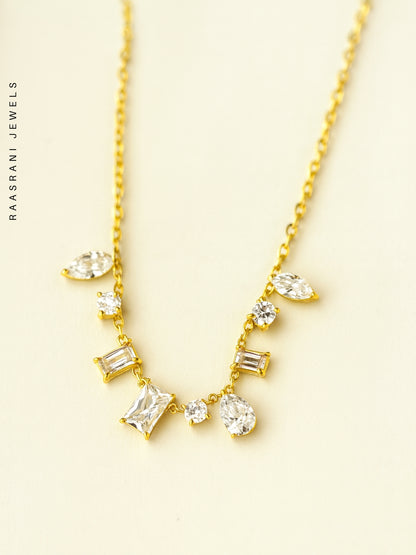 Brand Inspired Multi-Shaped AD Stone Neckpiece | 18k Gold Plated