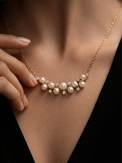 Elara Pearl & AD Gold Necklace | Anti Tarnish Everyday Wear