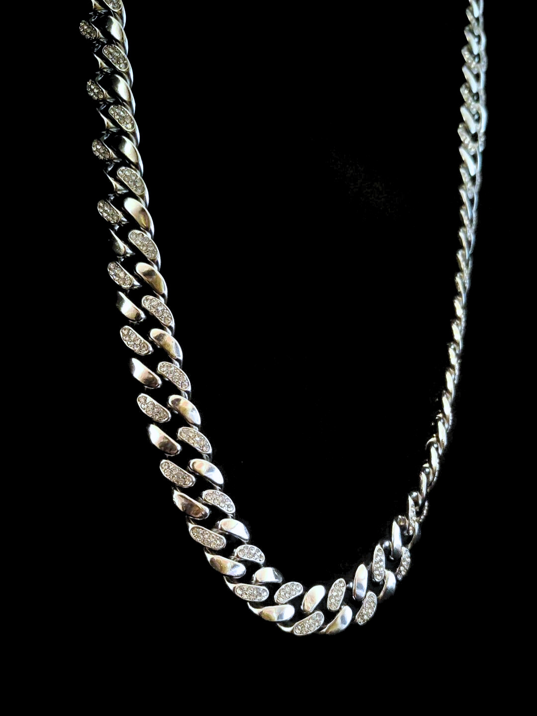 Iced Out Double-line Alternate Studded Cuban Chain