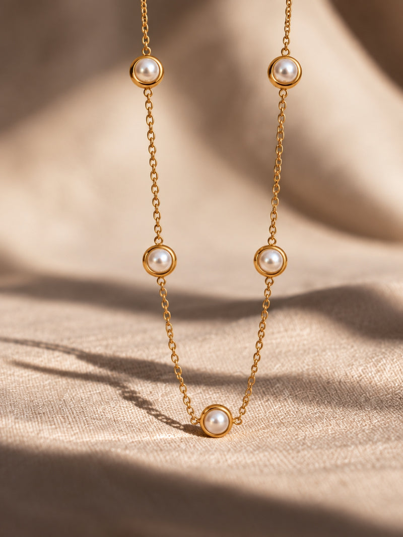 Multi Pearl Chain -18KT Gold Plating