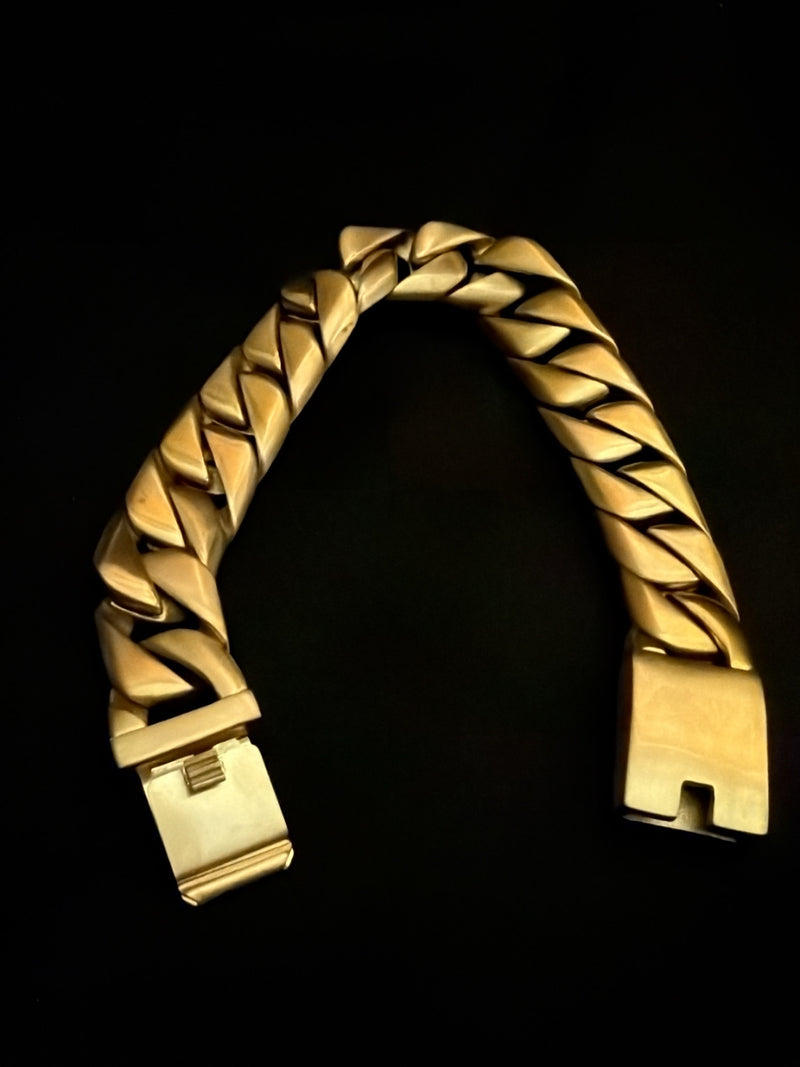 Matte Gold Chunky Cuban Link Bracelet for Men | Stainless Steel