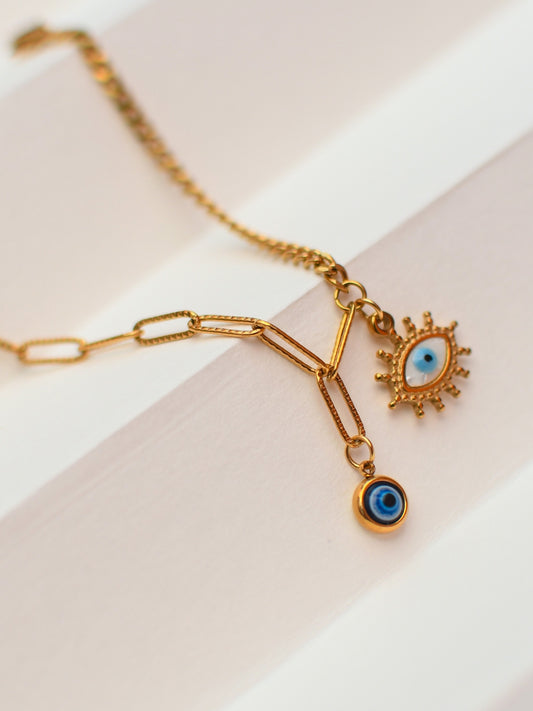 Evil Eye Gold Bracelet – Anti-Tarnish, Adjustable & Waterproof