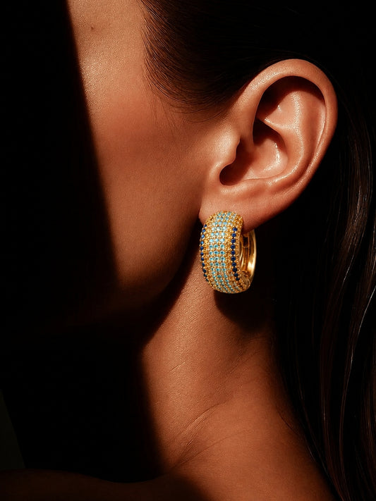 Ombré Pavé Hoop Earrings – 18K Gold-Plated