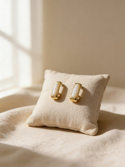 Quad MOP Gold Stud Earrings | 18K Gold Plated Pearl Studs