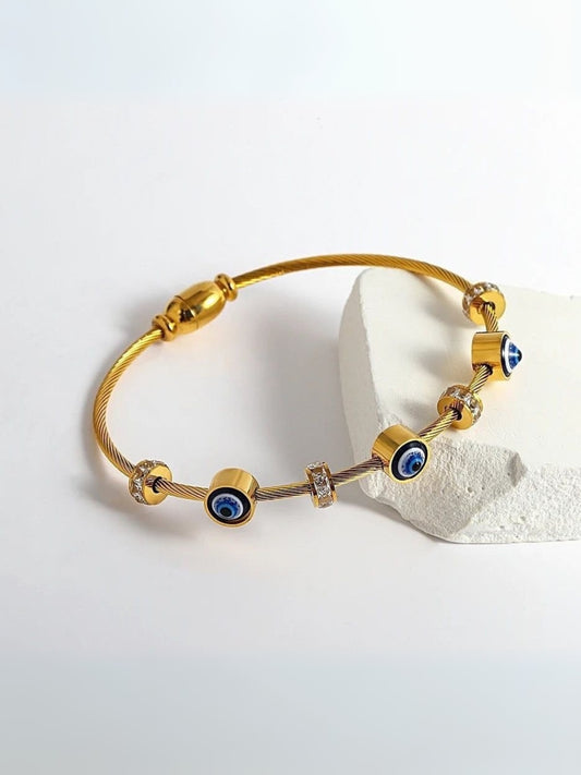 Gold Evil Eye Magnetic Cuff