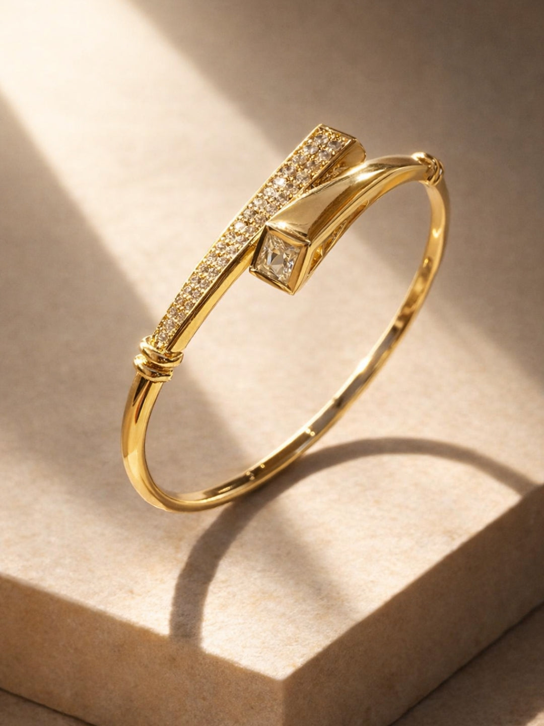 Quad Close CZ Studded Gold Bracelet | Anti-Tarnish Everyday Cuff