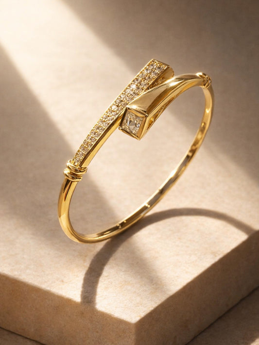 Quad Close CZ Studded Gold Bracelet | Anti-Tarnish Everyday Cuff